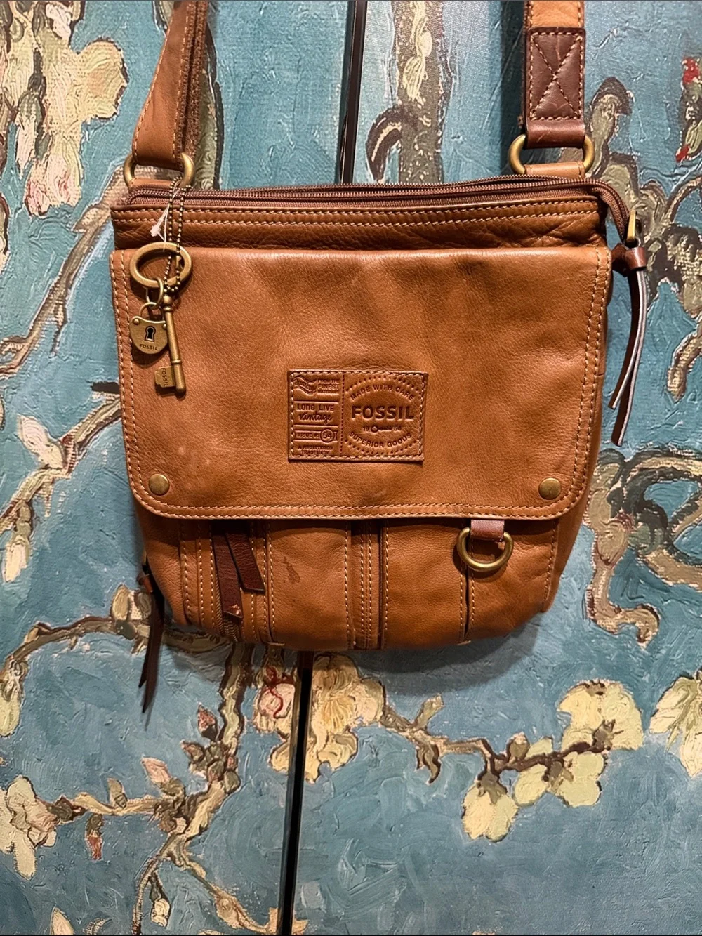 Fossil Brown Leather Crossbody Bag